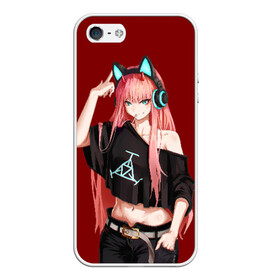 Чехол для iPhone 5/5S матовый с принтом ZeroTwo (Darling in the Franx) в Курске, Силикон | Область печати: задняя сторона чехла, без боковых панелей | 002 | 02 | darling in the franxx | zero two | любимый во франксе | милый во франксе | ноль два