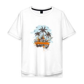 Мужская футболка хлопок Oversize с принтом Музыкальный Остров в Курске, 100% хлопок | свободный крой, круглый ворот, “спинка” длиннее передней части | музыка | музыкальный остров | остров | пальмы | пляж | тропики
