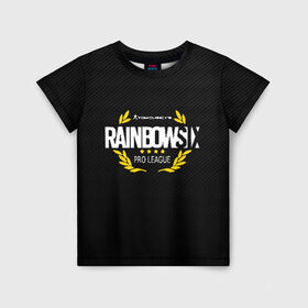 Детская футболка 3D с принтом R6S PRO LEAGUE (НА СПИНЕ) в Курске, 100% гипоаллергенный полиэфир | прямой крой, круглый вырез горловины, длина до линии бедер, чуть спущенное плечо, ткань немного тянется | 6 | outbreak | rainbow | rainbow six siege | six | tom clancys | радуга осада | том клэнси