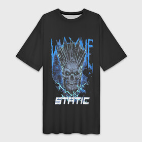 Платье-футболка 3D с принтом Static Wayne в Курске,  |  | 2014 | metal | music | need for speed | nfs | only | r.i.p | rip | rock | static | static x | staticx | the | wayne static | x | метал | музыка | нфс | рок | статик | уэйн статик