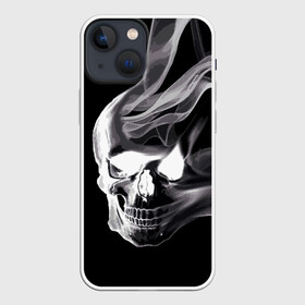 Чехол для iPhone 13 mini с принтом Wind в Курске,  |  | grin | jaw | orbits | skull | smoke | teeth | wind | ветер | глазницы | дым | зубы | оскал | череп