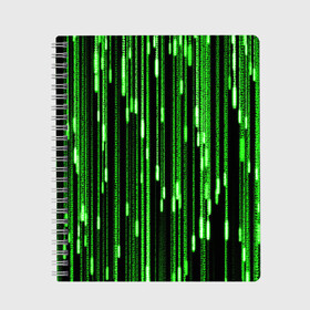 Тетрадь с принтом МАТРИЦА в Курске, 100% бумага | 48 листов, плотность листов — 60 г/м2, плотность картонной обложки — 250 г/м2. Листы скреплены сбоку удобной пружинной спиралью. Уголки страниц и обложки скругленные. Цвет линий — светло-серый
 | hugo weaving | pc | the matrix | код | компьютеры | матрица | матрица 4 | программист | программный код | цифры