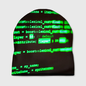 Шапка 3D с принтом КИСЛОТНЫЙ КОД в Курске, 100% полиэстер | универсальный размер, печать по всей поверхности изделия | hugo weaving | pc | the matrix | код | компьютеры | матрица | матрица 4 | программист | программный код | цифры