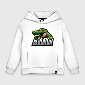 Детское худи Oversize хлопок с принтом Alligator / Аллигатор в Курске, френч-терри — 70% хлопок, 30% полиэстер. Мягкий теплый начес внутри —100% хлопок | боковые карманы, эластичные манжеты и нижняя кромка, капюшон на магнитной кнопке | design | logo | mascot | герои | дикий | звери | киберспорт | крокодил | спортивная | стиль | талисман | фитнес | форма | футбол | яркие