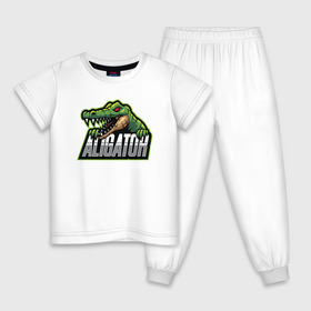 Детская пижама хлопок с принтом Alligator / Аллигатор в Курске, 100% хлопок |  брюки и футболка прямого кроя, без карманов, на брюках мягкая резинка на поясе и по низу штанин
 | design | logo | mascot | герои | дикий | звери | киберспорт | крокодил | спортивная | стиль | талисман | фитнес | форма | футбол | яркие