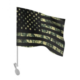 Флаг для автомобиля с принтом American Flag Camo в Курске, 100% полиэстер | Размер: 30*21 см | eagle | states | united | usa | армейские | армия | камуфляж | орел | служба | снайпер | соединенных | солдат | сша | форма | штатов