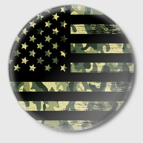 Значок с принтом American Flag Camo в Курске,  металл | круглая форма, металлическая застежка в виде булавки | eagle | states | united | usa | армейские | армия | камуфляж | орел | служба | снайпер | соединенных | солдат | сша | форма | штатов