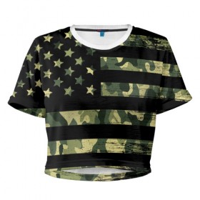 Женская футболка Cropp-top с принтом American Flag Camo в Курске, 100% полиэстер | круглая горловина, длина футболки до линии талии, рукава с отворотами | eagle | states | united | usa | армейские | армия | камуфляж | орел | служба | снайпер | соединенных | солдат | сша | форма | штатов