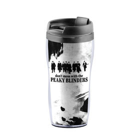 Термокружка-непроливайка с принтом Острые козырьки в Курске, внутренняя часть — пищевой пластик, наружная часть — прозрачный пластик, между ними — полиграфическая вставка с рисунком | объем — 350 мл, герметичная крышка | Тематика изображения на принте: gin | peaky blinders | shelby | the garrison | альфи соломонс | артур | братья | гаррисон | грейс берджесс | джин | джон | мафия | острые козырьки | сериал | томас | финн | шелби