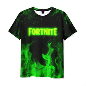 Мужская футболка 3D с принтом FORTNITE FIRE в Курске, 100% полиэфир | прямой крой, круглый вырез горловины, длина до линии бедер | Тематика изображения на принте: fortnite | fortnite x | фортнайт