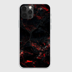 Чехол для iPhone 12 Pro с принтом Red and Black в Курске, силикон | область печати: задняя сторона чехла, без боковых панелей | black | blood | metal | red | texture | абстракция | камень | краски | красная | красно черное | кровь | лава | метал | текстура | черная