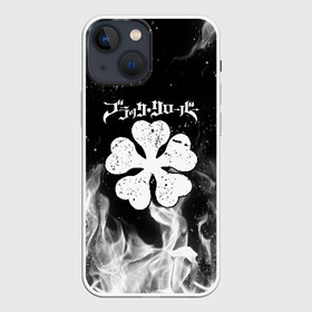 Чехол для iPhone 13 mini с принтом Черный Клевер дымящийся фон в Курске,  |  | asta | black bull | black clover | bright | bull | clover | fire | flame | heat | light | wildfire | аста | бык | искры | клевер | огненный | огонь | пламя | пожар | чёрный бык | чёрный клевер