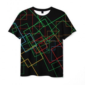 Мужская футболка 3D с принтом Линейная Абстракция в Курске, 100% полиэфир | прямой крой, круглый вырез горловины, длина до линии бедер | абстракция | линейная абстракция | линии | минимализм
