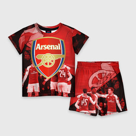 Детский костюм с шортами 3D с принтом Arsenal в Курске,  |  | Тематика изображения на принте: arsenal | arsenal fc | the gunners | английский клуб | арсенал | лондон | лондонский арсенал | премьер лига | футбол | футболист | футбольный клуб