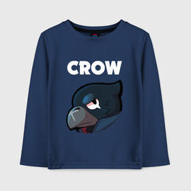 Детский лонгслив хлопок с принтом BRAWL STARS CROW в Курске, 100% хлопок | круглый вырез горловины, полуприлегающий силуэт, длина до линии бедер | android | brawl stars | colt | crow | games | leon | penny | poco. | shelly | spike | wanted | брав | бравл старс | звезды | игры | мобильные игры | старс