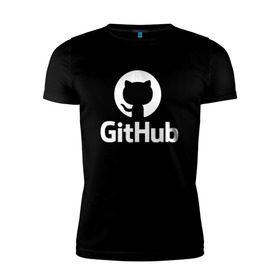 Мужская футболка премиум с принтом GitHub в Курске, 92% хлопок, 8% лайкра | приталенный силуэт, круглый вырез ворота, длина до линии бедра, короткий рукав | git hub | github | it | кодинг | программист