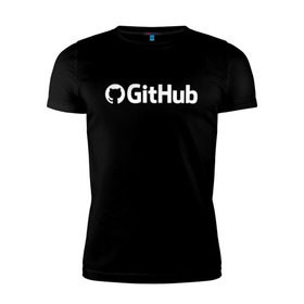 Мужская футболка премиум с принтом GitHub в Курске, 92% хлопок, 8% лайкра | приталенный силуэт, круглый вырез ворота, длина до линии бедра, короткий рукав | git hub | github | it | кодинг | программист