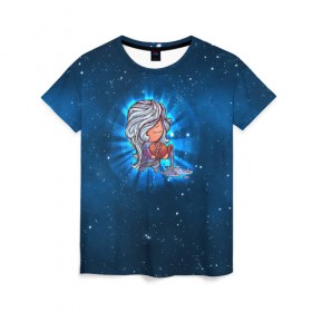 Женская футболка 3D с принтом Водолей в Курске, 100% полиэфир ( синтетическое хлопкоподобное полотно) | прямой крой, круглый вырез горловины, длина до линии бедер | вселенная | гороскоп | знаки зодиака | зодиак | космос | медитация | планеты