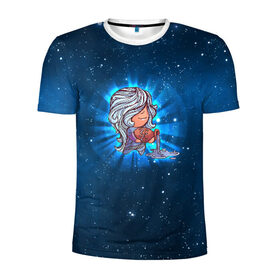 Мужская футболка 3D спортивная с принтом Водолей в Курске, 100% полиэстер с улучшенными характеристиками | приталенный силуэт, круглая горловина, широкие плечи, сужается к линии бедра | вселенная | гороскоп | знаки зодиака | зодиак | космос | медитация | планеты