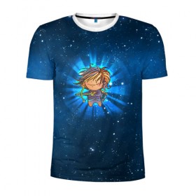 Мужская футболка 3D спортивная с принтом Стрелец в Курске, 100% полиэстер с улучшенными характеристиками | приталенный силуэт, круглая горловина, широкие плечи, сужается к линии бедра | вселенная | гороскоп | знаки зодиака | зодиак | космос | медитация | планеты