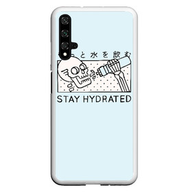 Чехол для Honor 20 с принтом STAY HYDRATED в Курске, Силикон | Область печати: задняя сторона чехла, без боковых панелей | death | japan | skeleton | sport | vegan | water | yoga | веган | вегетарианство | вода | йога | скелет | спорт | хэллоуин | череп | япония