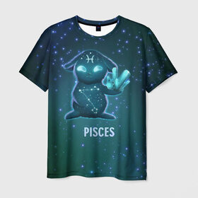 Мужская футболка 3D с принтом Рыбы в Курске, 100% полиэфир | прямой крой, круглый вырез горловины, длина до линии бедер | вселенная | гороскоп | знаки зодиака | зодиак | космос | медитация | планеты