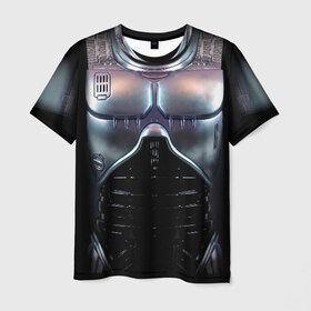 Мужская футболка 3D с принтом Робокоп в Курске, 100% полиэфир | прямой крой, круглый вырез горловины, длина до линии бедер | Тематика изображения на принте: 90 е | robocop | броня | железный | костюм | машина | робот | стальной | торс