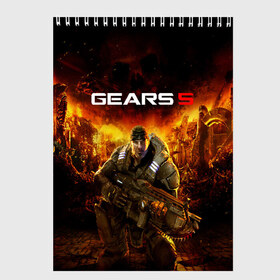 Скетчбук с принтом GEARS 5 в Курске, 100% бумага
 | 48 листов, плотность листов — 100 г/м2, плотность картонной обложки — 250 г/м2. Листы скреплены сверху удобной пружинной спиралью | Тематика изображения на принте: alien | combat | fight | game | gears 5 | gears of war | gun | human | man | monsters | powerful | saw | strong | war | weapon | игры