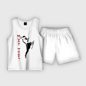 Детская пижама с шортами хлопок с принтом Muay Thai в Курске,  |  | blood | blood sport | box | boxing | martial | muai | muai thai | thai box | thailand | боевое искуство | бои | бокс | драка | кикбоксинг | кровавый спорт | муай тай | муай тхай | спорт | тайланд | тайский бокс