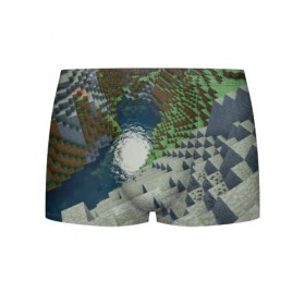 Мужские трусы 3D с принтом Minecraft в Курске, 50% хлопок, 50% полиэстер | классическая посадка, на поясе мягкая тканевая резинка | 