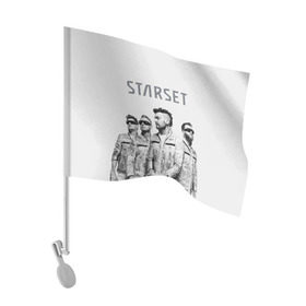 Флаг для автомобиля с принтом Starset Band в Курске, 100% полиэстер | Размер: 30*21 см | logo | rock | starset | лого | рок | старсет