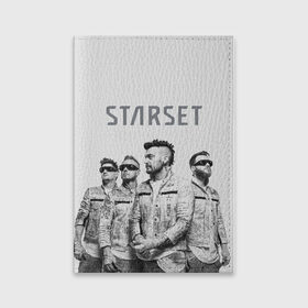 Обложка для паспорта матовая кожа с принтом Starset Band в Курске, натуральная матовая кожа | размер 19,3 х 13,7 см; прозрачные пластиковые крепления | Тематика изображения на принте: logo | rock | starset | лого | рок | старсет