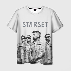Мужская футболка 3D с принтом Starset Band в Курске, 100% полиэфир | прямой крой, круглый вырез горловины, длина до линии бедер | Тематика изображения на принте: logo | rock | starset | лого | рок | старсет