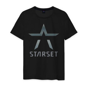 Мужская футболка хлопок с принтом Starset в Курске, 100% хлопок | прямой крой, круглый вырез горловины, длина до линии бедер, слегка спущенное плечо. | Тематика изображения на принте: logo | rock | starset | лого | рок | старсет