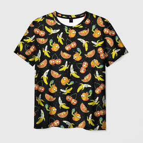 Мужская футболка 3D с принтом Рик и Морти фрукты в Курске, 100% полиэфир | прямой крой, круглый вырез горловины, длина до линии бедер | Тематика изображения на принте: vdzajul | морти | рик | рик и морти