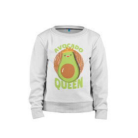 Детский свитшот хлопок с принтом Авокадо Королева в Курске, 100% хлопок | круглый вырез горловины, эластичные манжеты, пояс и воротник | avocado | queen | авокадо | королева | королевы | надписи | надпись