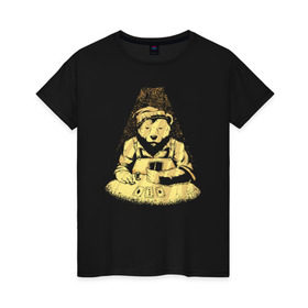 Женская футболка хлопок с принтом Медведь Покер в Курске, 100% хлопок | прямой крой, круглый вырез горловины, длина до линии бедер, слегка спущенное плечо | bear | poker | карты | медведи | медведь | покер