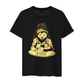 Мужская футболка хлопок с принтом Медведь Покер в Курске, 100% хлопок | прямой крой, круглый вырез горловины, длина до линии бедер, слегка спущенное плечо. | bear | poker | карты | медведи | медведь | покер