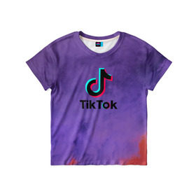 Детская футболка 3D с принтом TikTok в Курске, 100% гипоаллергенный полиэфир | прямой крой, круглый вырез горловины, длина до линии бедер, чуть спущенное плечо, ткань немного тянется | Тематика изображения на принте: 