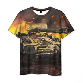 Мужская футболка 3D с принтом ТАНК в Курске, 100% полиэфир | прямой крой, круглый вырез горловины, длина до линии бедер | game | tank | war | боевой танк | война | выстрел | дым | игра | искры | огонь | пламя | танк | танки | танкист | техника