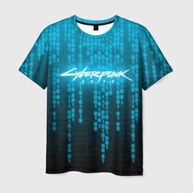 Мужская футболка 3D с принтом CYBERPUNK 2077 в Курске, 100% полиэфир | прямой крой, круглый вырез горловины, длина до линии бедер | 2077 | cyberpunk 2020 | cyberpunk 2077 | cyberpunk 2077 samurai | cyberpunk city | кибер панк. | киберпанк | киберпанк 2077