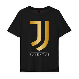 Мужская футболка хлопок Oversize с принтом JUVENTUS GOLDEN LOGO в Курске, 100% хлопок | свободный крой, круглый ворот, “спинка” длиннее передней части | cr7 | juve | juventus | ronaldo | роналдо | ювентус