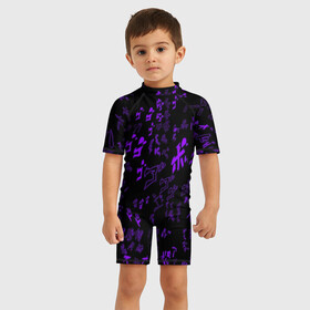Детский купальный костюм 3D с принтом [JJBA] Menacing Pattern purple в Курске, Полиэстер 85%, Спандекс 15% | застежка на молнии на спине | jjba | jojo | jojo’s bizarre adventure | yare yare daze | джоджо | жижа | жожа | жожо | невероятные приключения джоджо | стенд | хамон