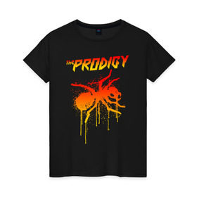 Женская футболка хлопок с принтом THE PRODIGY в Курске, 100% хлопок | прямой крой, круглый вырез горловины, длина до линии бедер, слегка спущенное плечо | prodigy | the prodigy