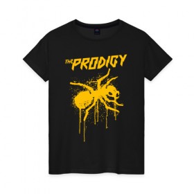 Женская футболка хлопок с принтом THE PRODIGY в Курске, 100% хлопок | прямой крой, круглый вырез горловины, длина до линии бедер, слегка спущенное плечо | prodigy | the prodigy