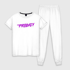 Женская пижама хлопок с принтом THE PRODIGY в Курске, 100% хлопок | брюки и футболка прямого кроя, без карманов, на брюках мягкая резинка на поясе и по низу штанин | prodigy | the prodigy
