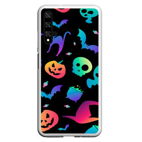 Чехол для Honor 20 с принтом Rainbow Halloween в Курске, Силикон | Область печати: задняя сторона чехла, без боковых панелей | Тематика изображения на принте: diy | ghost | halloween | horror | makeup | scary | trick or treat | вампир | ведьма | кошка | луна | магия | новинки | ночь | тыква | хэллоуин