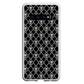 Чехол для Samsung Galaxy S10 с принтом KILLER QUEEN SKULL в Курске, Силикон | Область печати: задняя сторона чехла, без боковых панелей | Тематика изображения на принте: adventure | jojo | jojo s bizarre | jojo’s bizarre adventure | killer queen | аниме | джоджо | манга | невероятные приключения джоджо