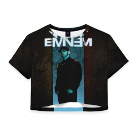 Женская футболка Cropp-top с принтом Eminem в Курске, 100% полиэстер | круглая горловина, длина футболки до линии талии, рукава с отворотами | emenem | eminem | hip hop | hiphop | kamikaze | marshal mathers | marshall | marshall mathers | rap | rap god | revival | slim shadi | slim shady | venom | еминем | олдскул | реп | рэп | хипхоп | эминем