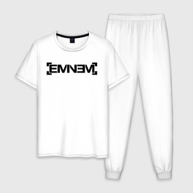 Мужская пижама хлопок с принтом Eminem в Курске, 100% хлопок | брюки и футболка прямого кроя, без карманов, на брюках мягкая резинка на поясе и по низу штанин
 | emenem | eminem | hip hop | hiphop | kamikaze | marshal mathers | marshall | marshall mathers | rap | rap god | revival | slim shadi | slim shady | venom | еминем | олдскул | реп | рэп | хипхоп | эминем